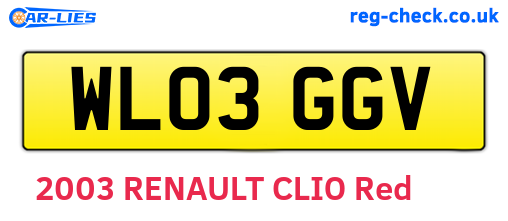 WL03GGV are the vehicle registration plates.