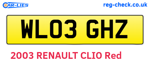 WL03GHZ are the vehicle registration plates.
