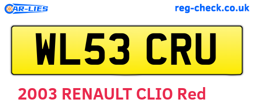 WL53CRU are the vehicle registration plates.