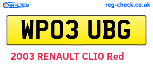 WP03UBG are the vehicle registration plates.