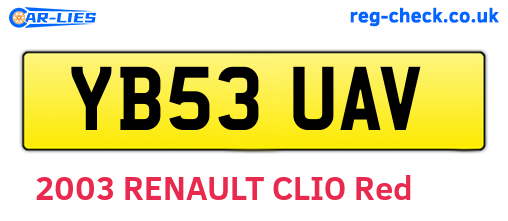 YB53UAV are the vehicle registration plates.