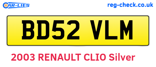 BD52VLM are the vehicle registration plates.