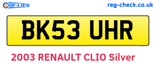 BK53UHR are the vehicle registration plates.