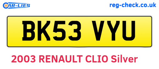 BK53VYU are the vehicle registration plates.