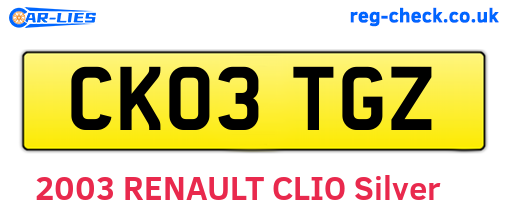 CK03TGZ are the vehicle registration plates.