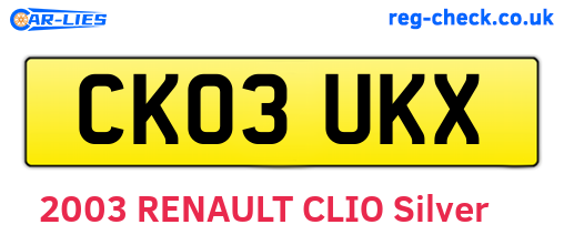 CK03UKX are the vehicle registration plates.