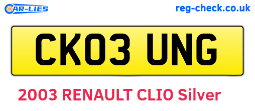 CK03UNG are the vehicle registration plates.