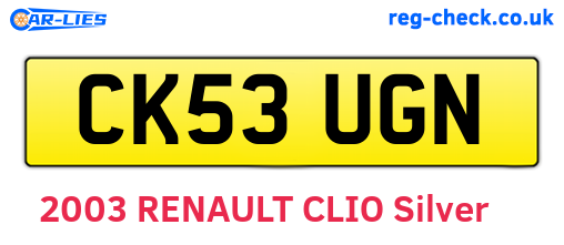 CK53UGN are the vehicle registration plates.