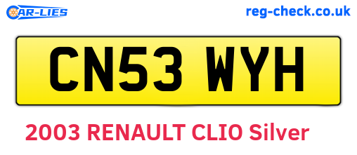 CN53WYH are the vehicle registration plates.