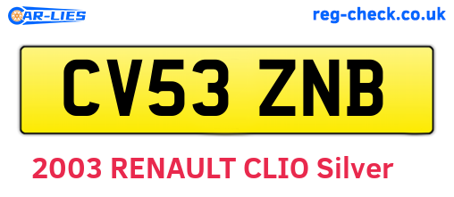 CV53ZNB are the vehicle registration plates.