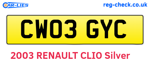 CW03GYC are the vehicle registration plates.