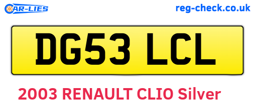 DG53LCL are the vehicle registration plates.