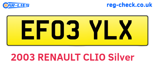 EF03YLX are the vehicle registration plates.