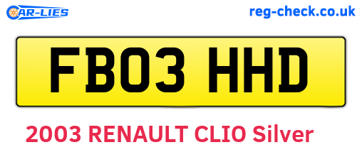 FB03HHD are the vehicle registration plates.