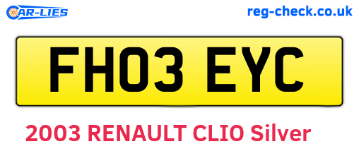 FH03EYC are the vehicle registration plates.