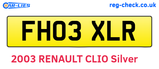 FH03XLR are the vehicle registration plates.