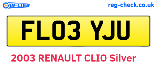 FL03YJU are the vehicle registration plates.