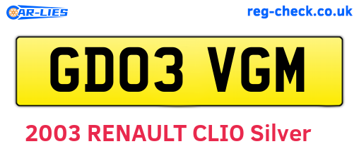 GD03VGM are the vehicle registration plates.