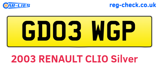 GD03WGP are the vehicle registration plates.
