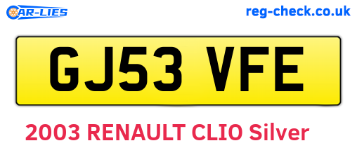 GJ53VFE are the vehicle registration plates.