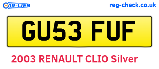 GU53FUF are the vehicle registration plates.