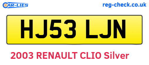 HJ53LJN are the vehicle registration plates.