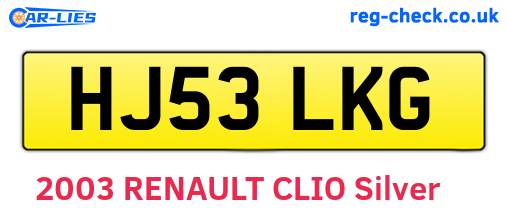 HJ53LKG are the vehicle registration plates.