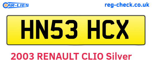 HN53HCX are the vehicle registration plates.