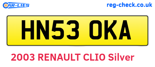 HN53OKA are the vehicle registration plates.