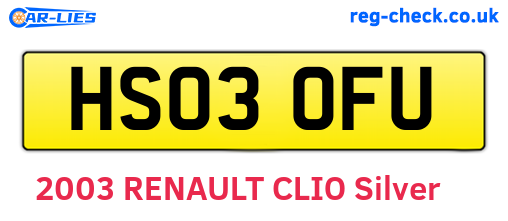 HS03OFU are the vehicle registration plates.