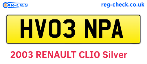 HV03NPA are the vehicle registration plates.