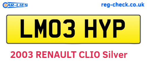 LM03HYP are the vehicle registration plates.