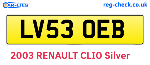 LV53OEB are the vehicle registration plates.