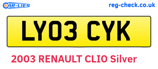 LY03CYK are the vehicle registration plates.