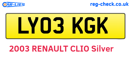LY03KGK are the vehicle registration plates.