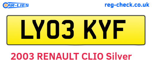 LY03KYF are the vehicle registration plates.
