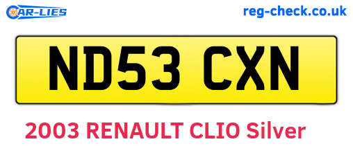 ND53CXN are the vehicle registration plates.
