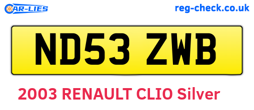 ND53ZWB are the vehicle registration plates.