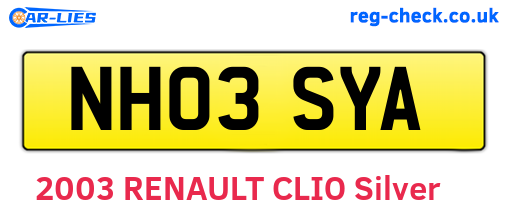 NH03SYA are the vehicle registration plates.