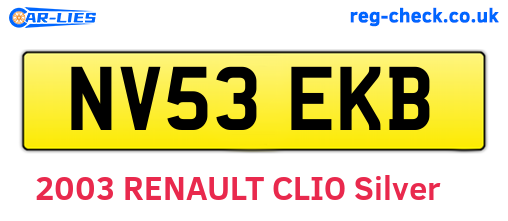 NV53EKB are the vehicle registration plates.