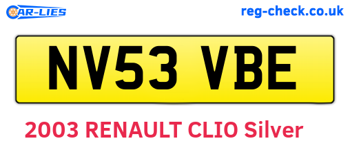 NV53VBE are the vehicle registration plates.
