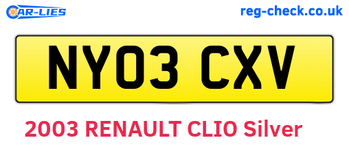 NY03CXV are the vehicle registration plates.