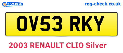 OV53RKY are the vehicle registration plates.