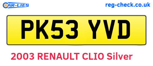 PK53YVD are the vehicle registration plates.
