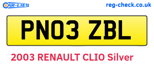 PN03ZBL are the vehicle registration plates.