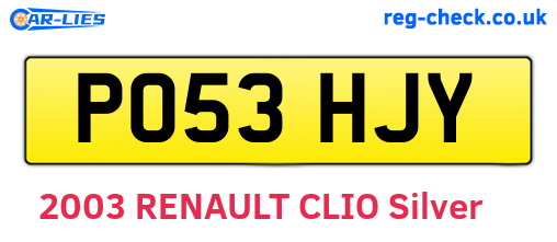 PO53HJY are the vehicle registration plates.
