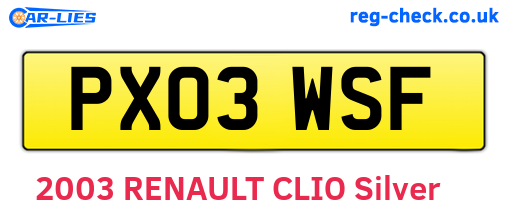 PX03WSF are the vehicle registration plates.