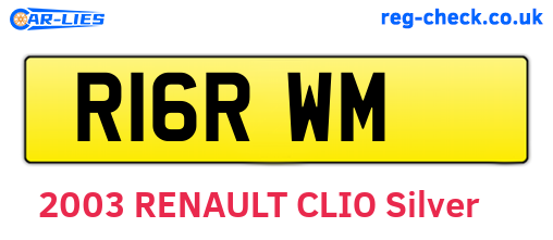 R16RWM are the vehicle registration plates.
