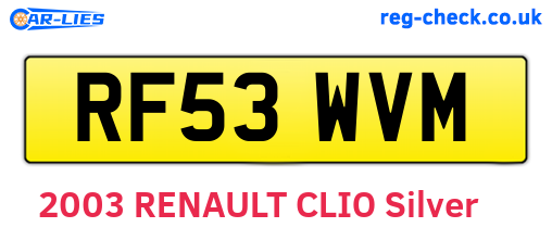 RF53WVM are the vehicle registration plates.