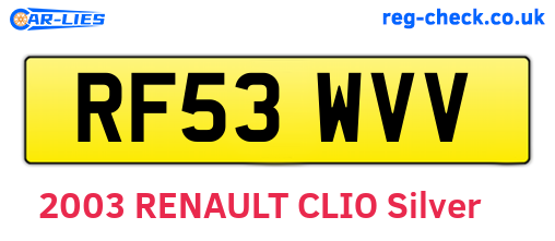 RF53WVV are the vehicle registration plates.